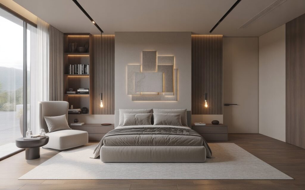 seating corner in luxury master bedroom