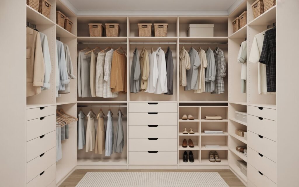 closet with clearly defined storage zones for organization